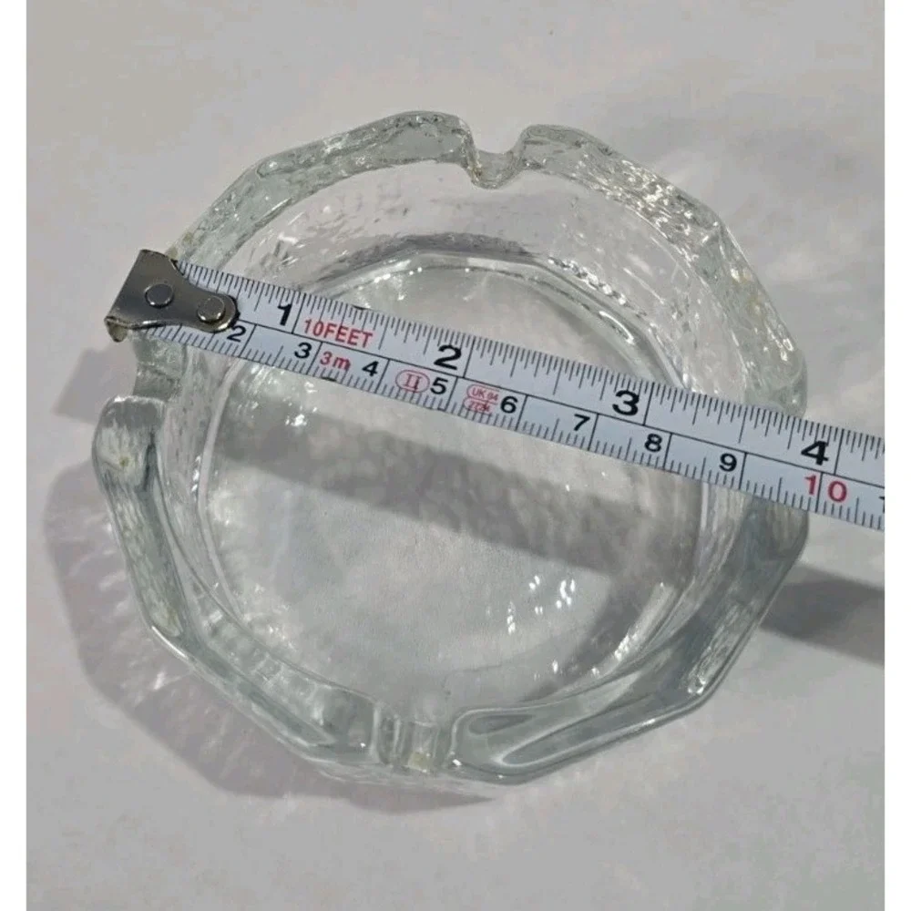 Vintage Clear Glass Textured Ash Tray 4 Slot